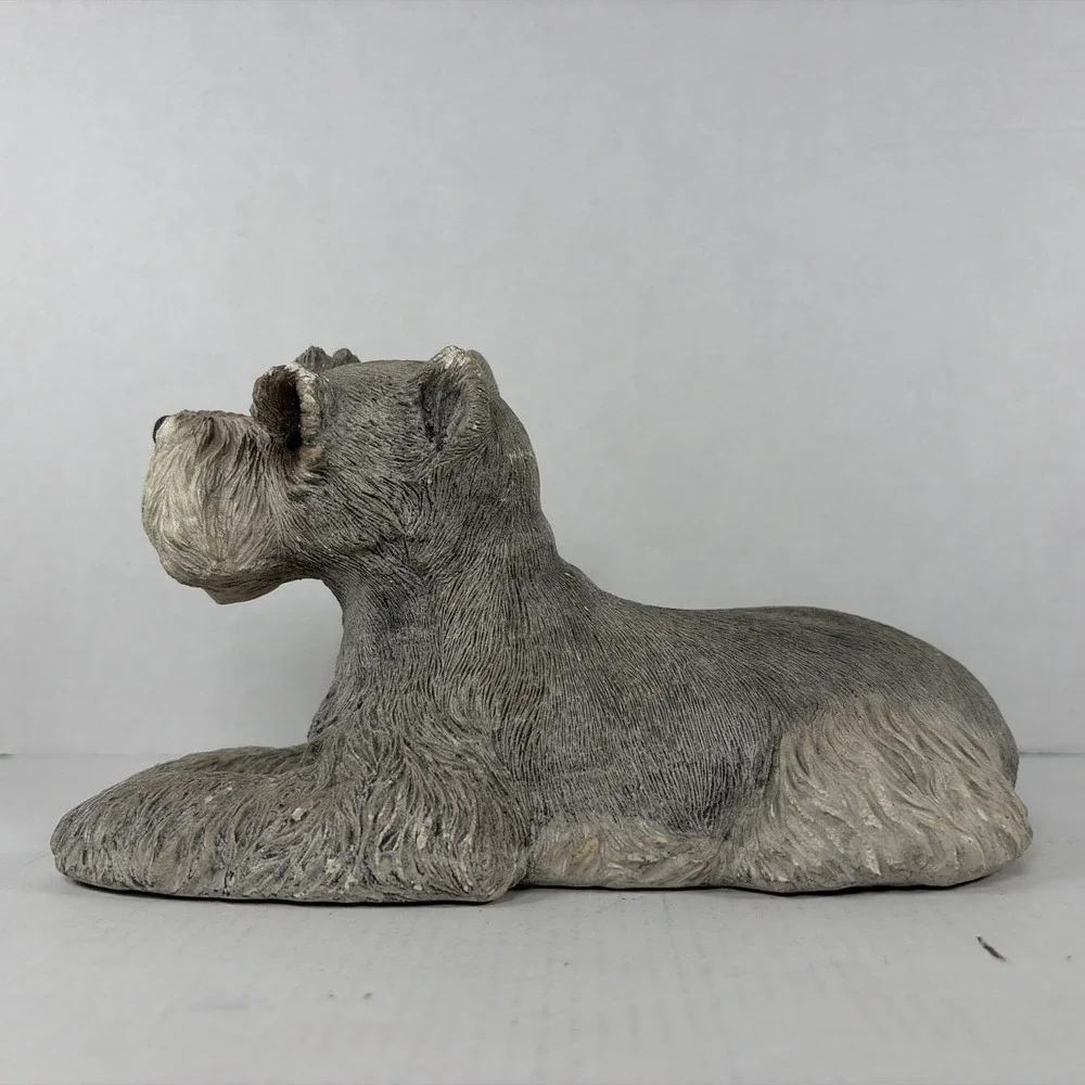 Vintage 1981 Sandicast Schnauzer Dog Figurine Sculpture Signed Sandra Brue